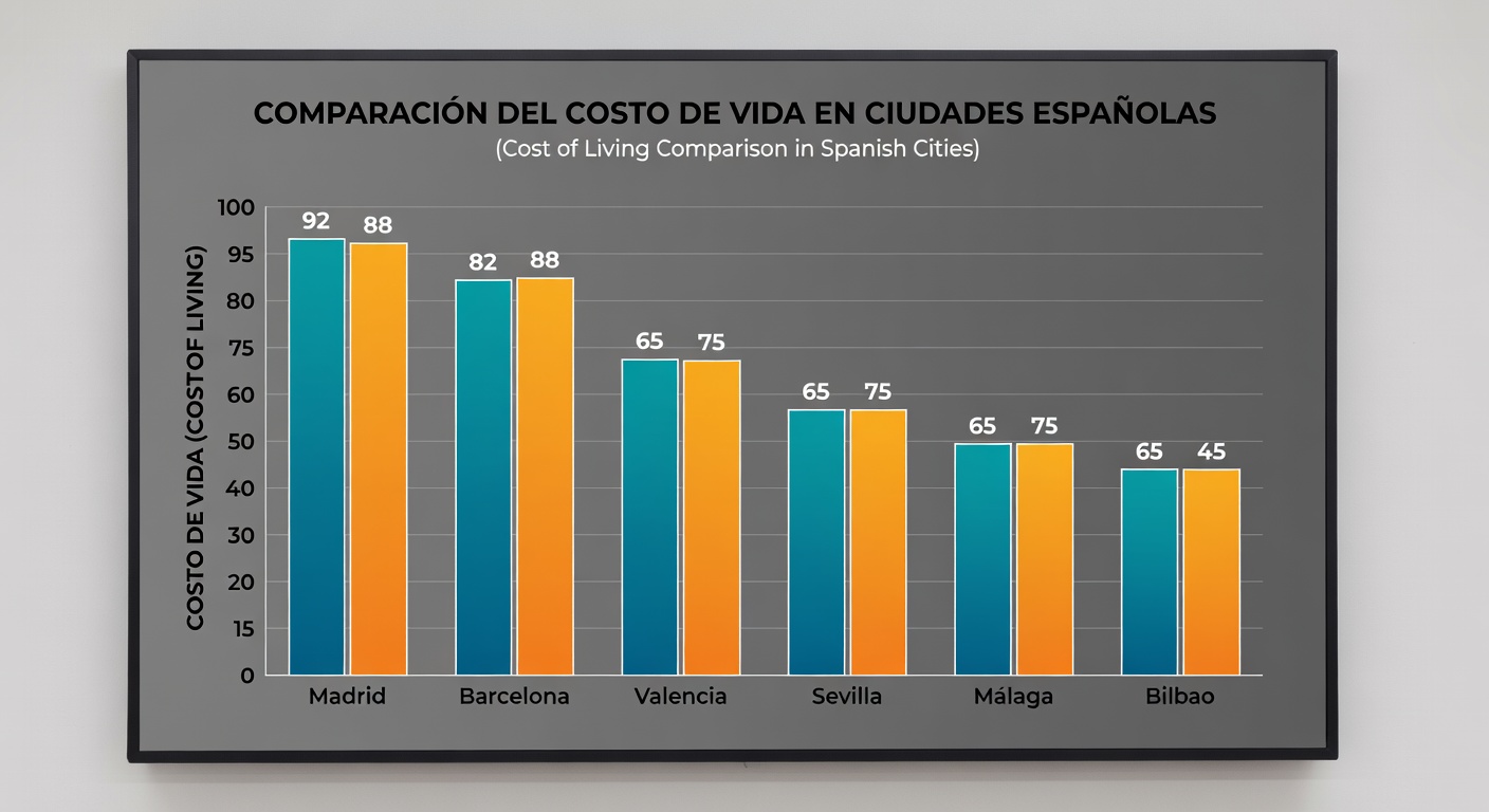 Gráfico comparativo coste de vida ciudades España