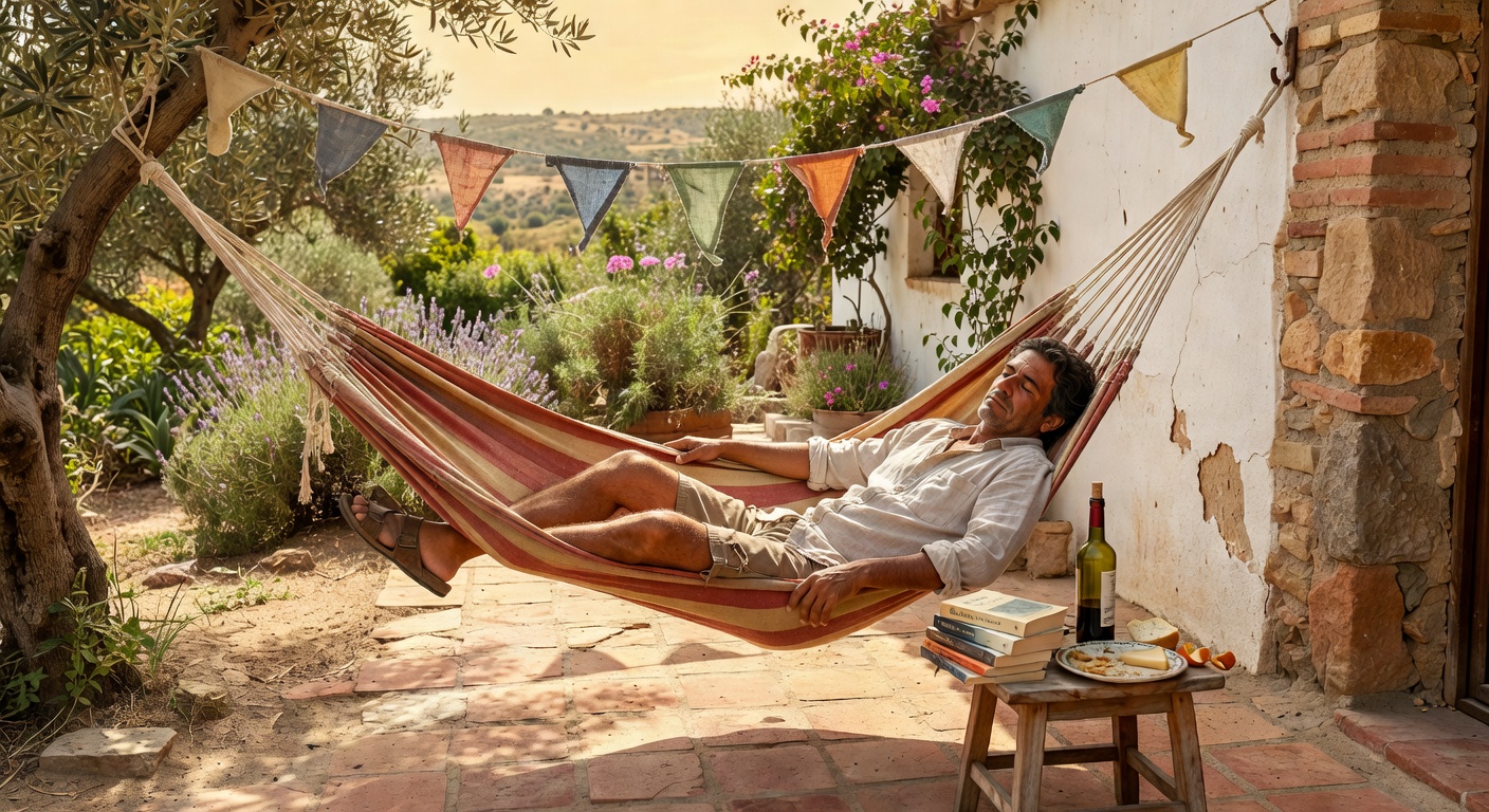 Siesta española y tiempo libre con presupuesto